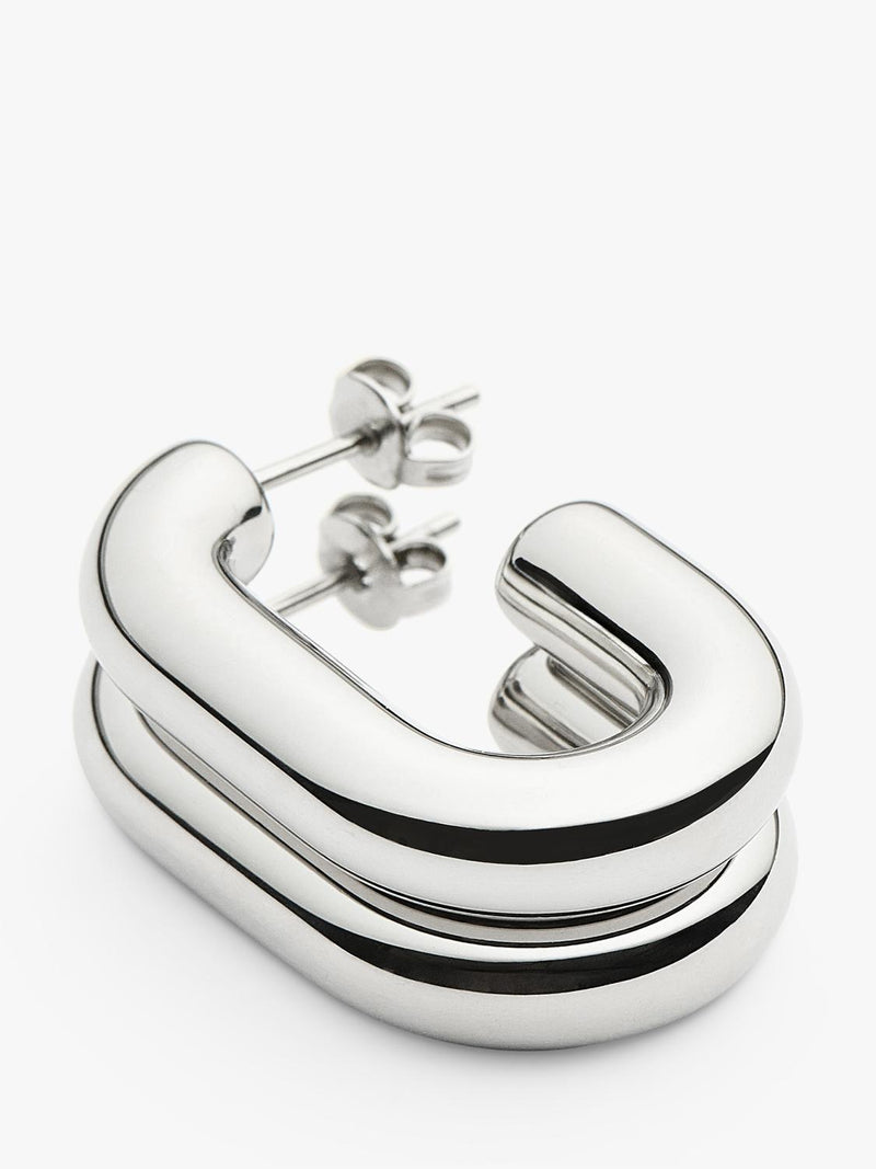 Missoma chubby oval hoop earrings, silver (British brand)