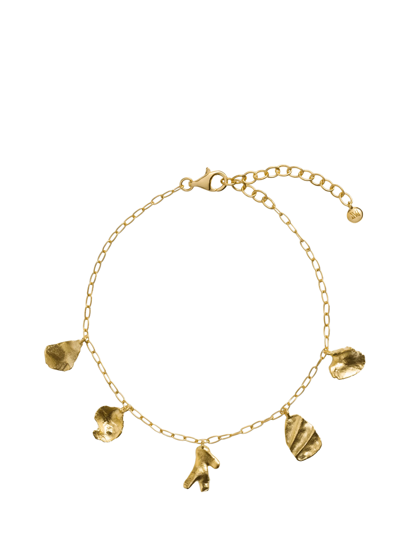 Monica Vinader gold shell charm bracelet, imported from the UK