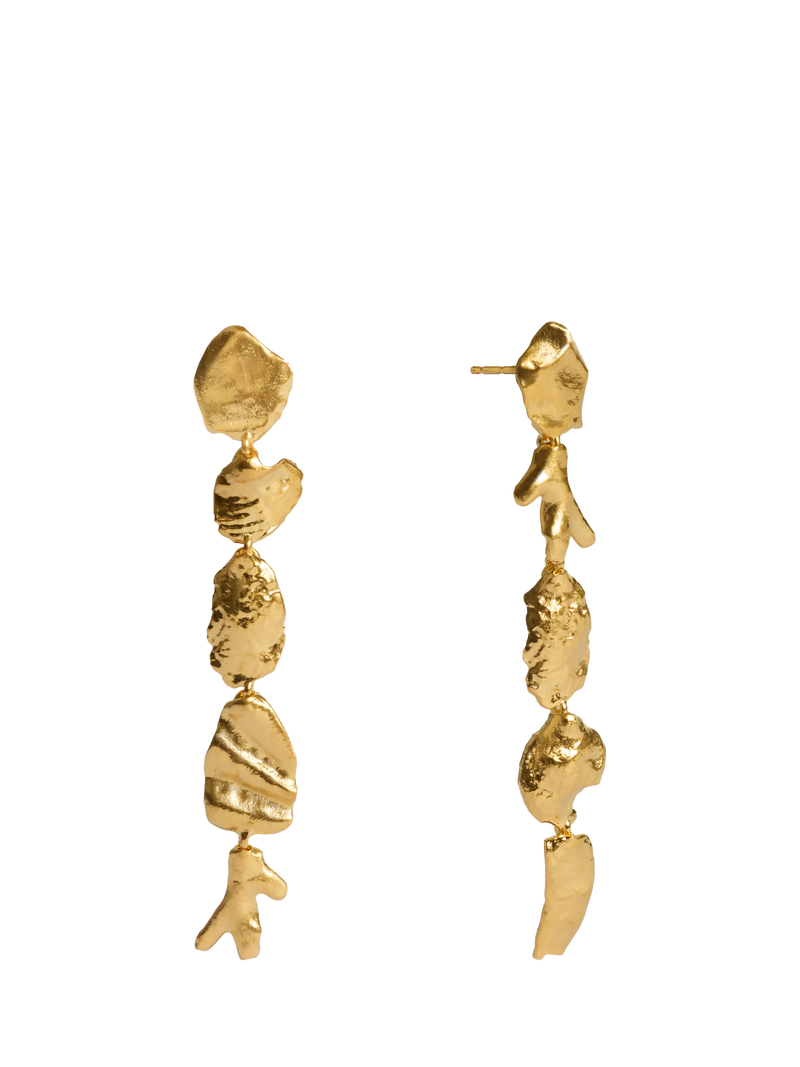 Monica Vinader asymmetric shell drop earrings gold vermeil - British product