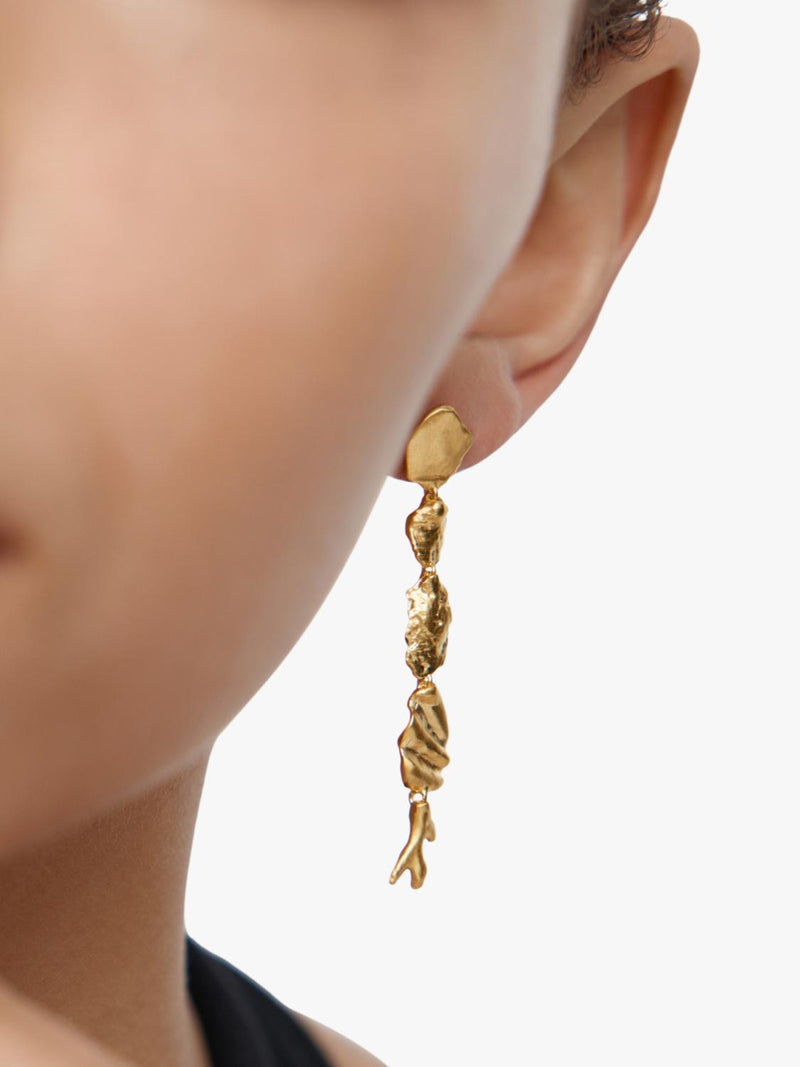 Monica Vinader asymmetric shell drop earrings gold vermeil - British product