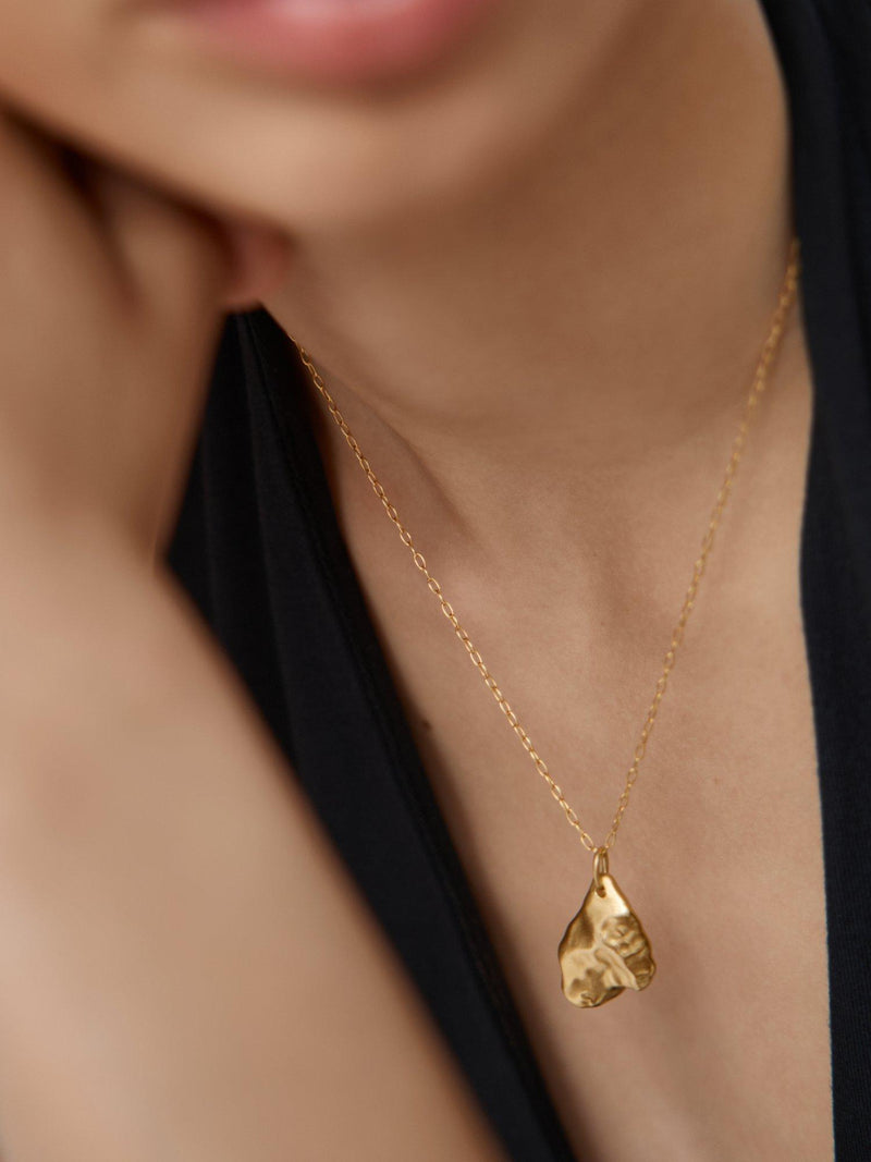 Monica Vinader textured gold pendant necklace, imported from the UK
