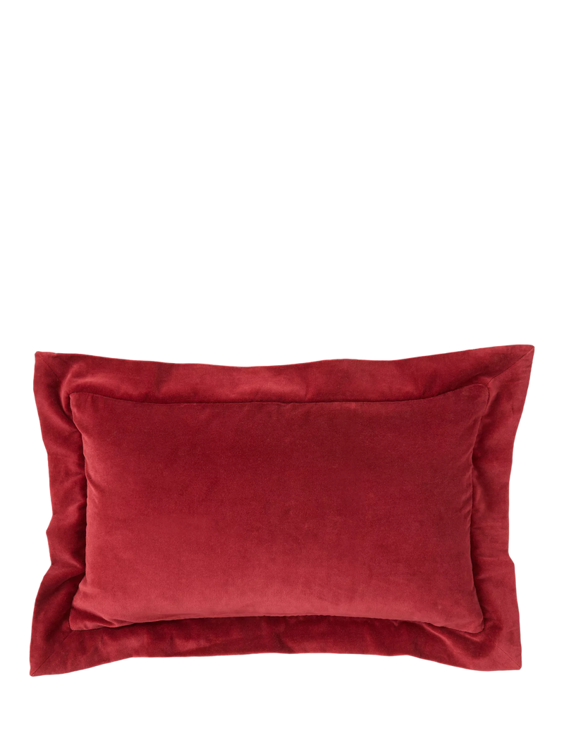 Truly red velvet rectangular cushion cover 50x30cm, imported from the UK