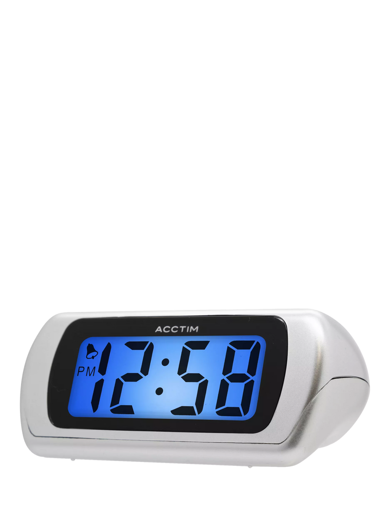 Acctim Auric digital alarm clock in silver - British product