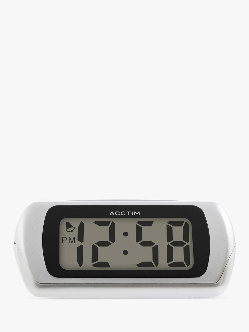 Acctim Auric digital alarm clock in silver - British product