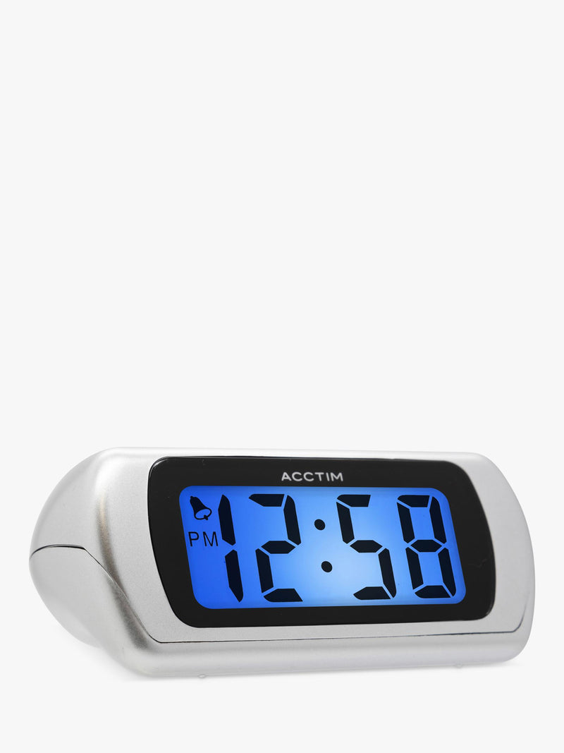 Acctim Auric digital alarm clock in silver - British product