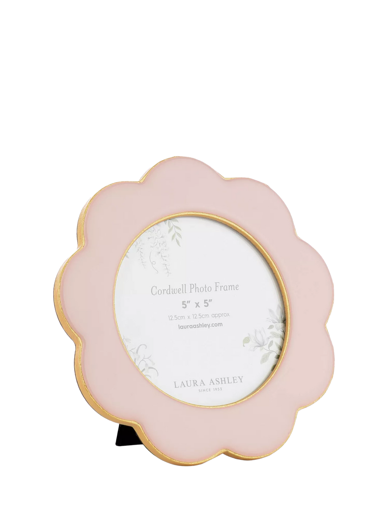Laura Ashley Cordwell scalloped round pink photo frame 5x5 inch, UK version