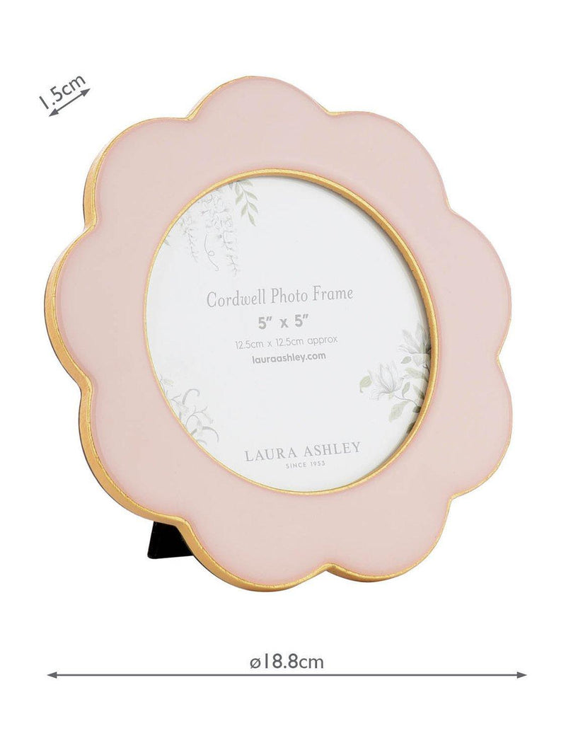 Laura Ashley Cordwell scalloped round pink photo frame 5x5 inch, UK version
