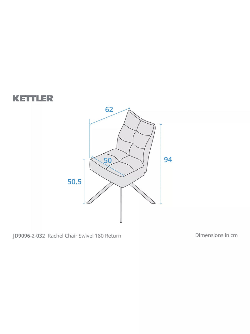 KETTLER Rachel swivel dining chair set of 2 in sand, imported from the UK