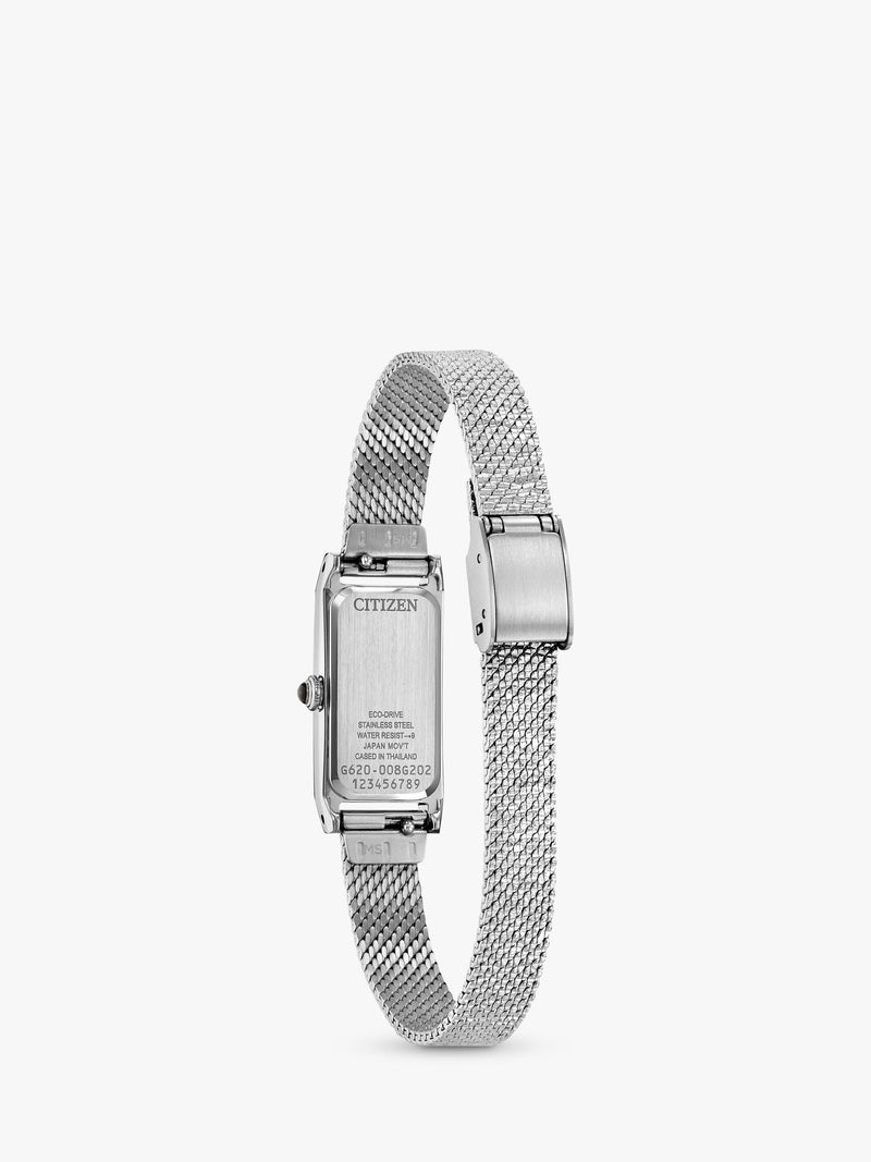 Citizen Fio women's rectangular watch with stainless steel strap, UK version