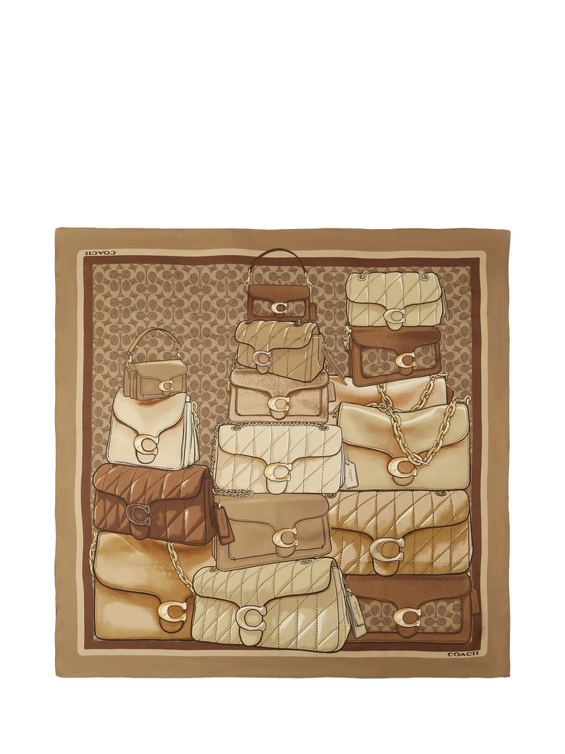 Coach silk scarf Stacked Tabby print Tan (British brand)