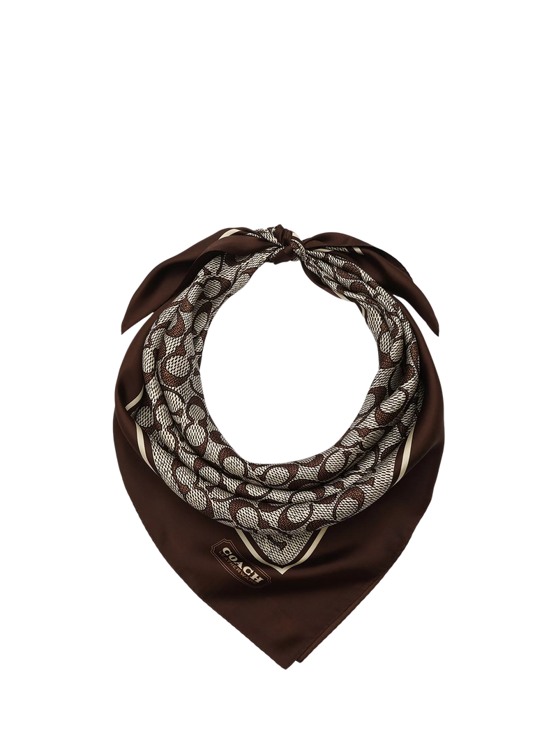 Coach textured signature silk scarf Maple (British brand)