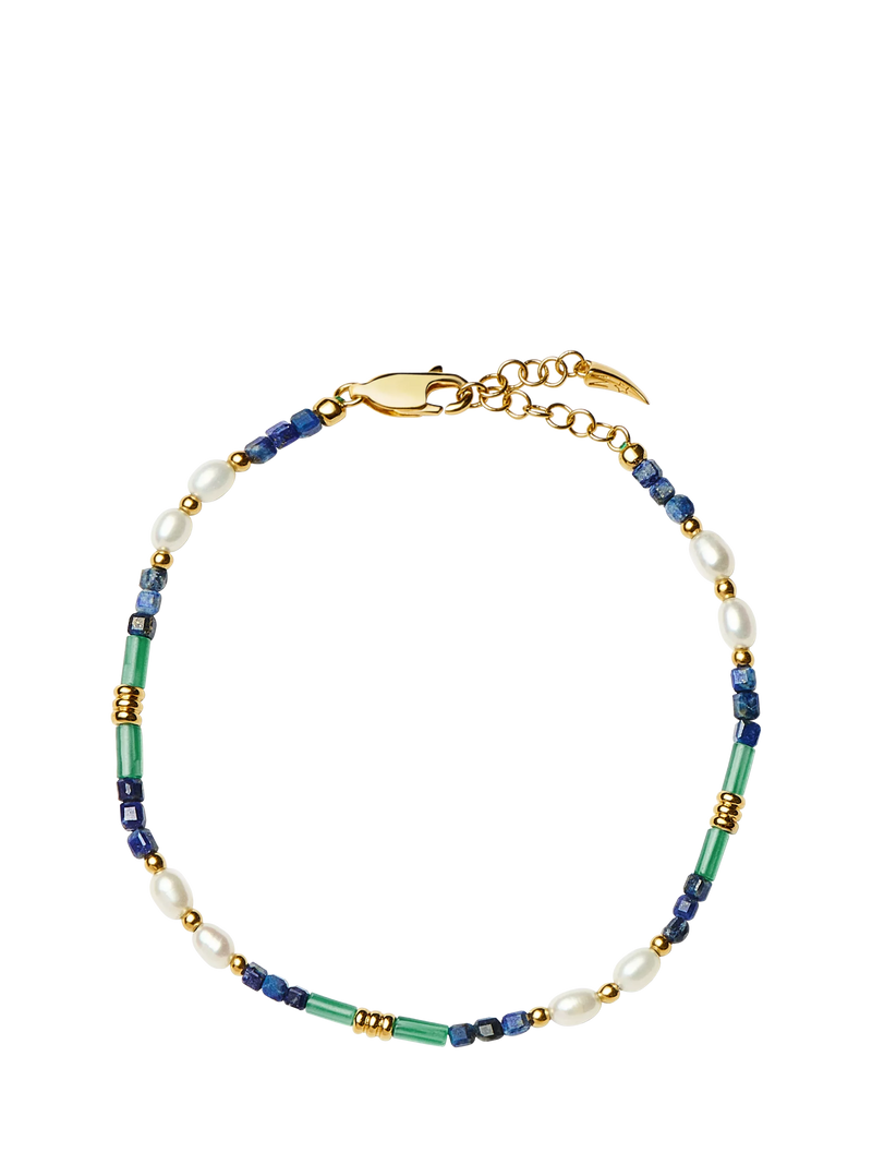 Missoma beaded gemstone bracelet with lapis lazuli, onyx and pearls, UK version