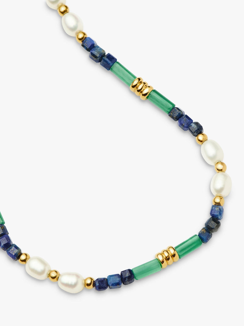 Missoma beaded gemstone bracelet with lapis lazuli, onyx and pearls, UK version