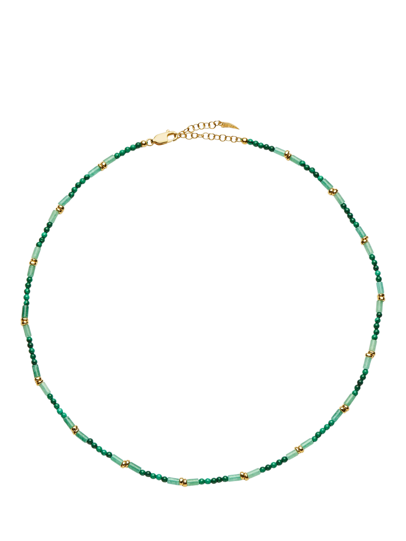 Missoma beaded choker necklace gold and green 42cm - British product