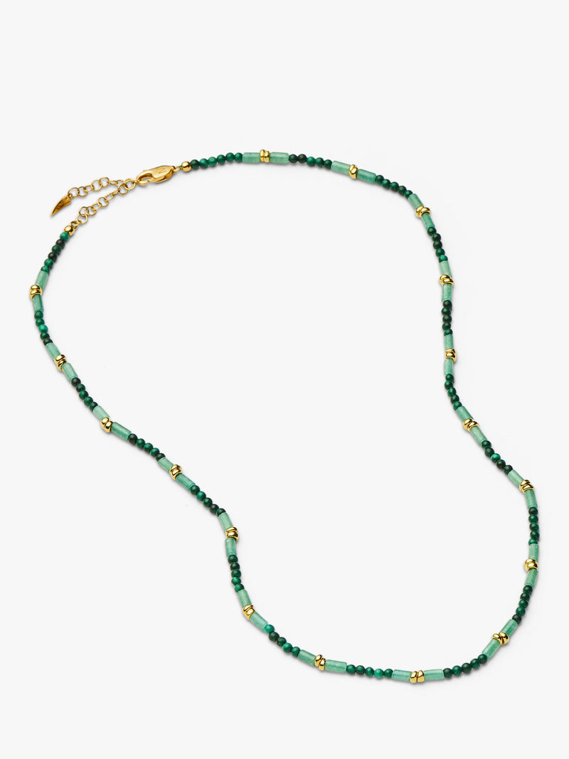Missoma beaded choker necklace gold and green 42cm - British product