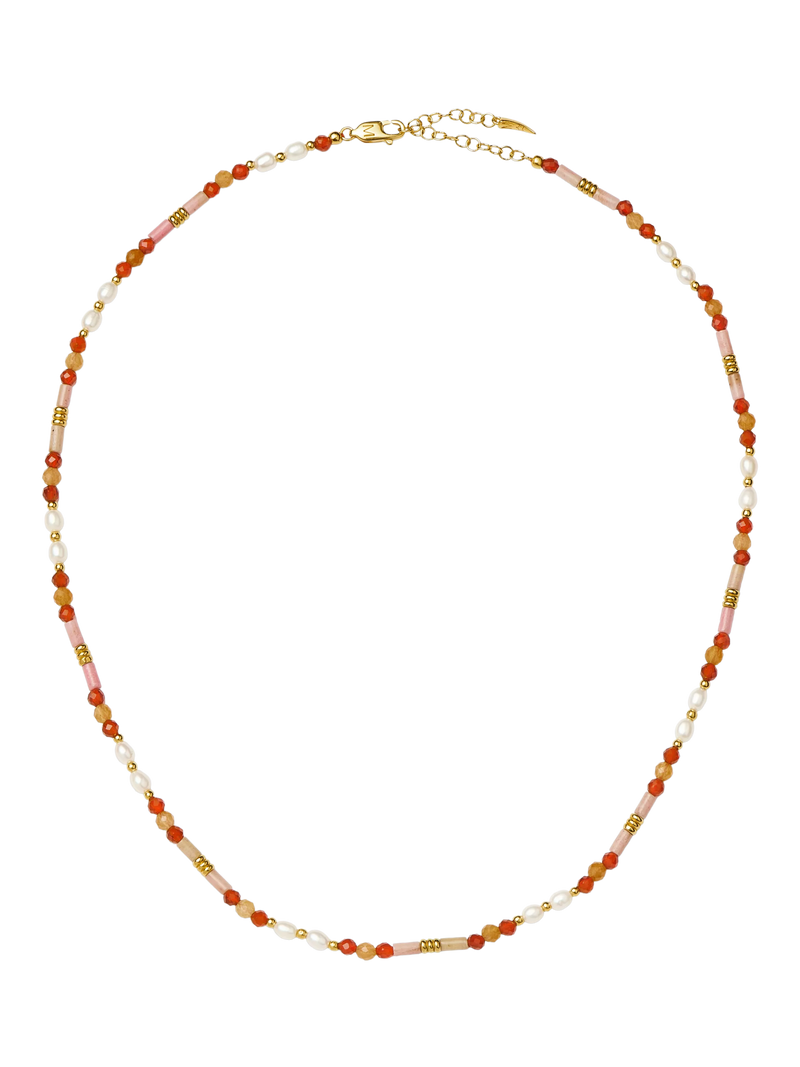 Missoma beaded gemstone necklace gold orange 45cm (British brand)