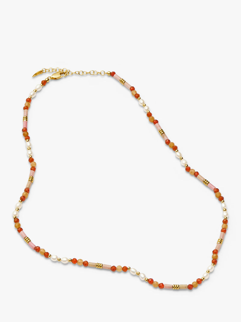 Missoma beaded gemstone necklace gold orange 45cm (British brand)