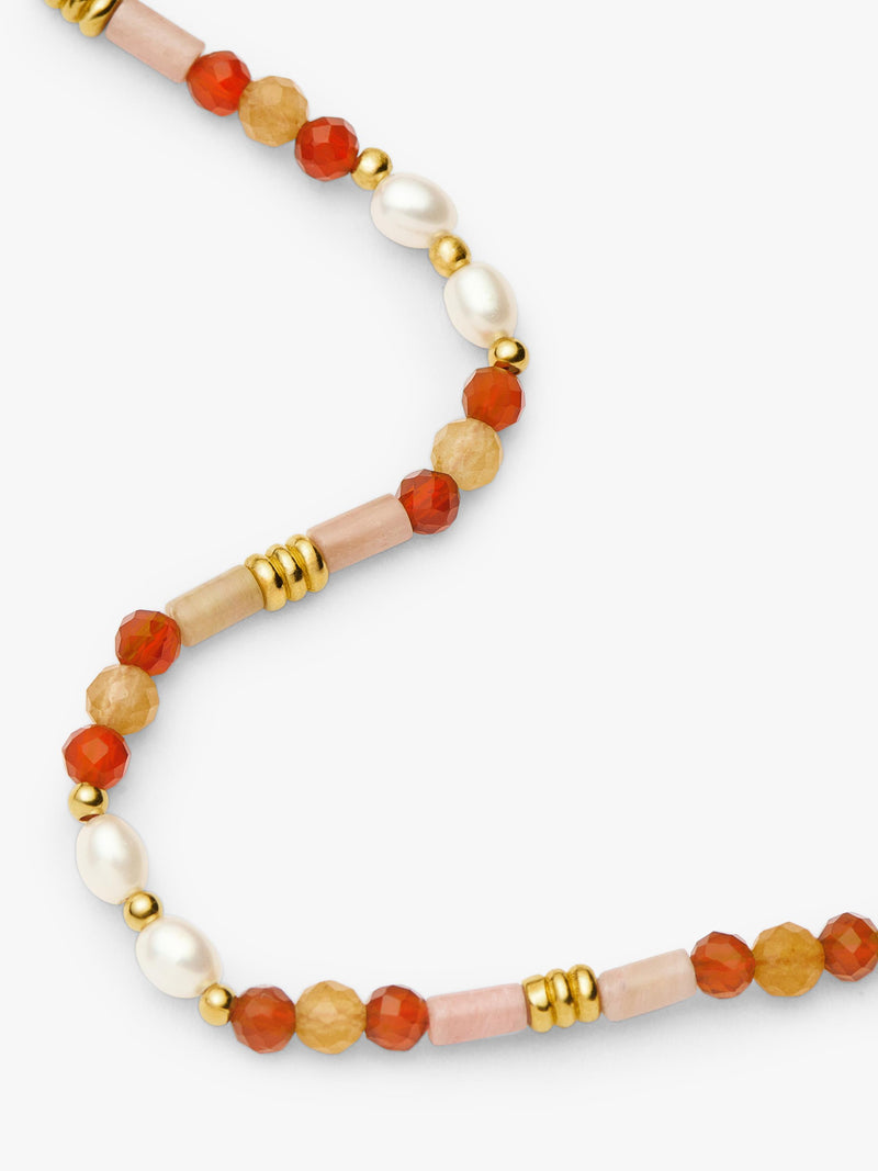 Missoma beaded gemstone necklace gold orange 45cm (British brand)