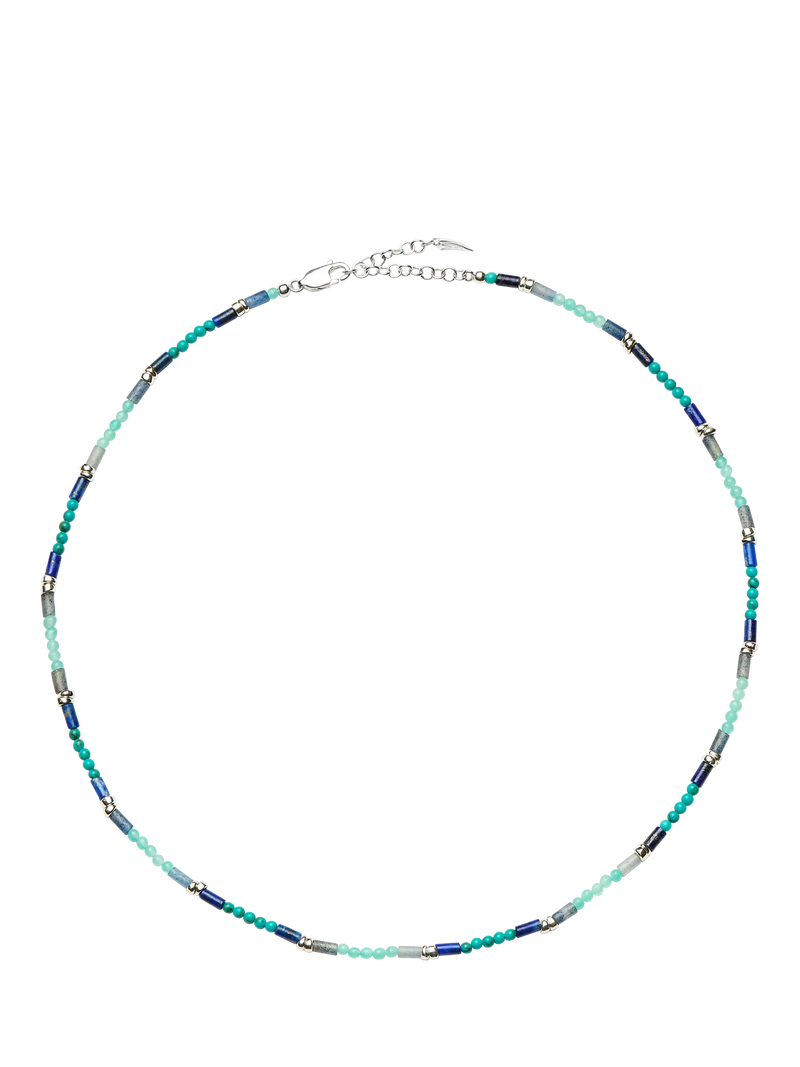 Missoma beaded gemstone choker silver blue, UK version