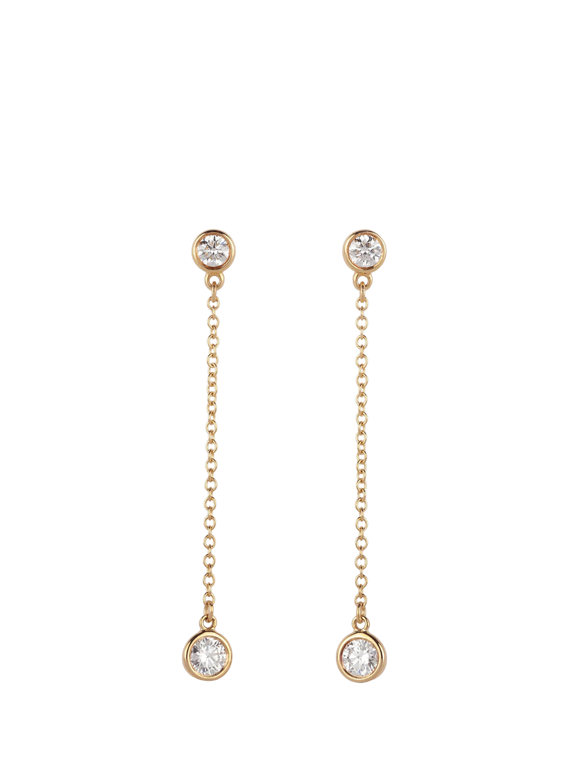 Tiffany & Co Elsa Peretti diamond drop earrings, 18ct yellow gold, UK version