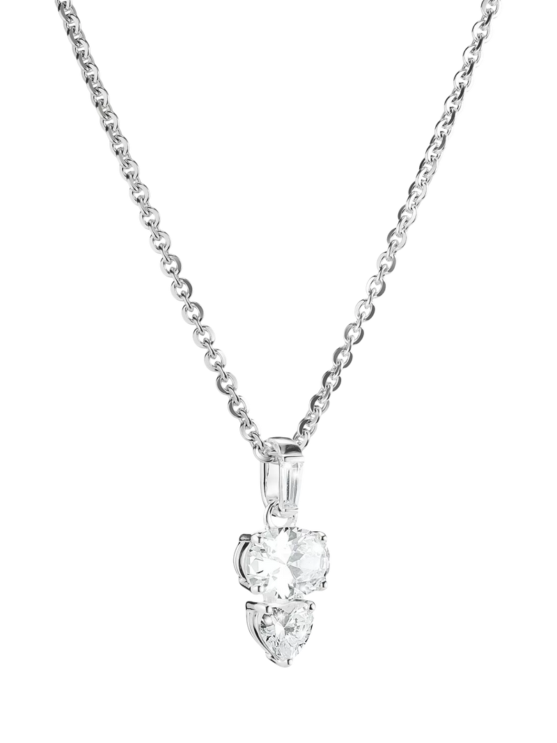 THOMAS SABO oval and heart zirconia necklace silver, UK version
