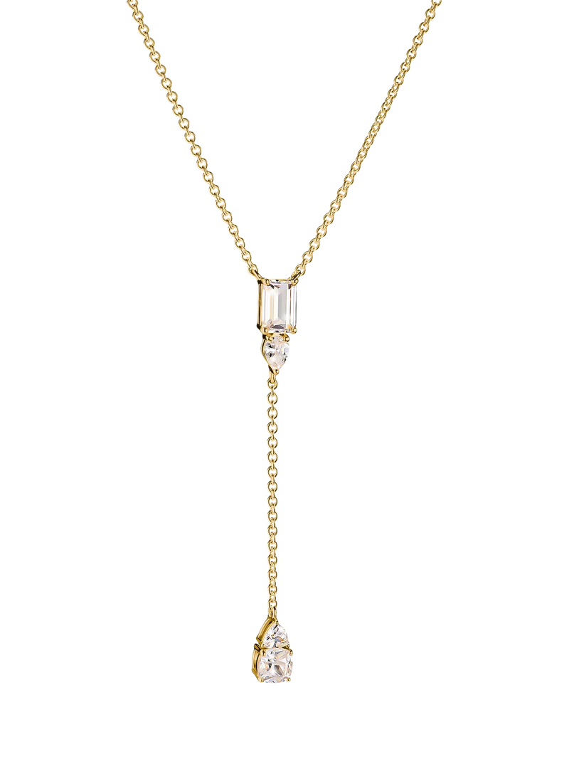 THOMAS SABO yellow gold Y necklace with zirconia stones, imported from the UK