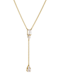 THOMAS SABO yellow gold Y necklace with zirconia stones, imported from the UK
