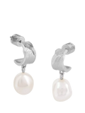 TUTTI textured freshwater pearl drop earrings silver - British product