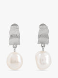 TUTTI textured freshwater pearl drop earrings silver - British product