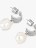 TUTTI textured freshwater pearl drop earrings silver - British product