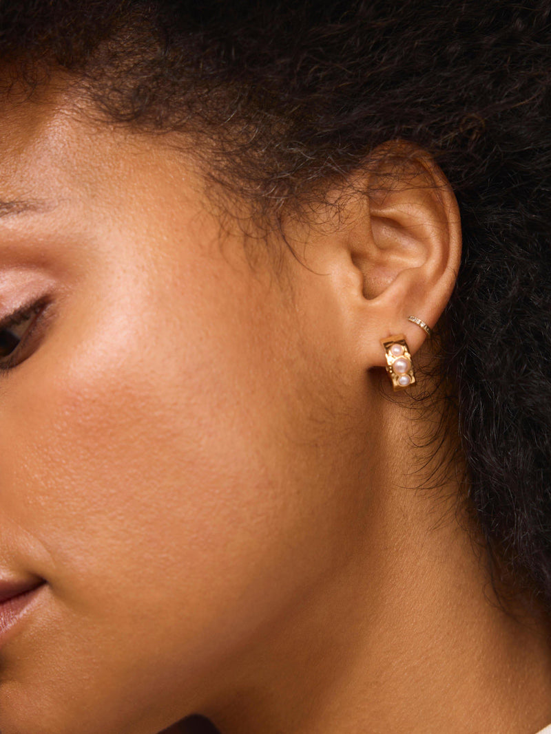 Mint Velvet mini hoop earrings gold, imported from the UK