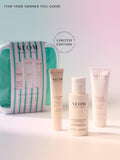 NEOM Wellbeing Travel Edit gift set with three bodycare products, UK version