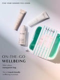 NEOM Wellbeing Travel Edit gift set with three bodycare products, UK version