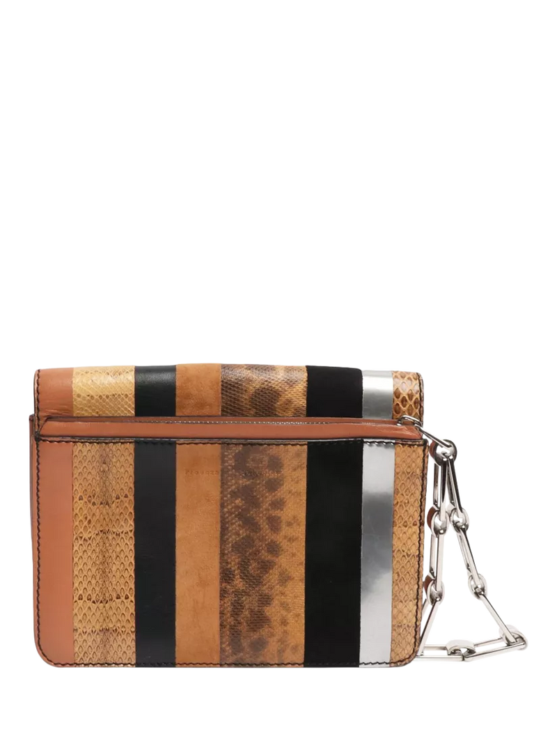 Proenza Schouler clutch bag brown striped exotic leather 19cm (British brand)