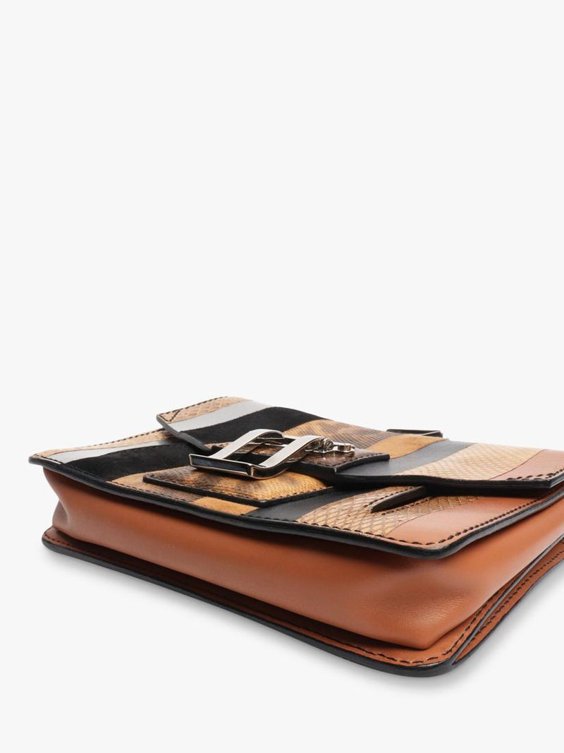 Proenza Schouler clutch bag brown striped exotic leather 19cm (British brand)