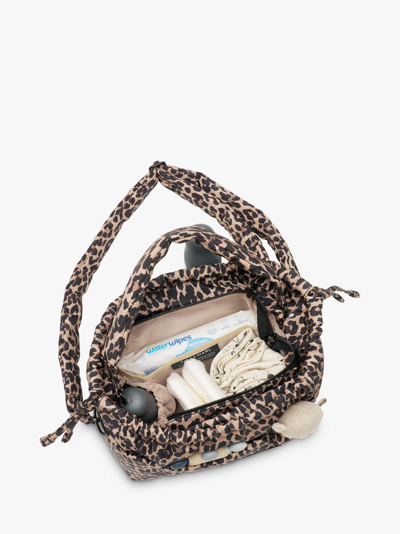Tiba+Marl mini changing bag leopard print, imported from the UK