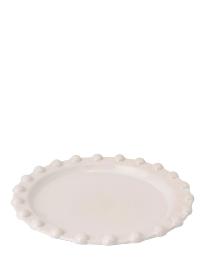 John Lewis Truly Pom Pom Round Stoneware Serving Platter, 31cm, White- Buy online at McGrocer