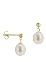 John Lewis E.W Adams 9ct Yellow Gold Oval Cultured Freshwater Pearl Drop Earrings, Gold/White- Buy online at McGrocer
