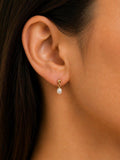 E.W Adams 9ct gold oval pearl drop earrings, imported from the UK