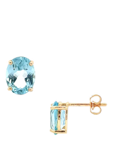 John Lewis E.W Adams 9ct Yellow Gold Oval Cut Blue Topaz Stud Earrings- Buy online at McGrocer