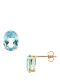 E.W Adams blue topaz stud earrings 9ct yellow gold (British brand)