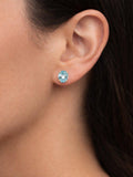 E.W Adams blue topaz stud earrings 9ct yellow gold (British brand)