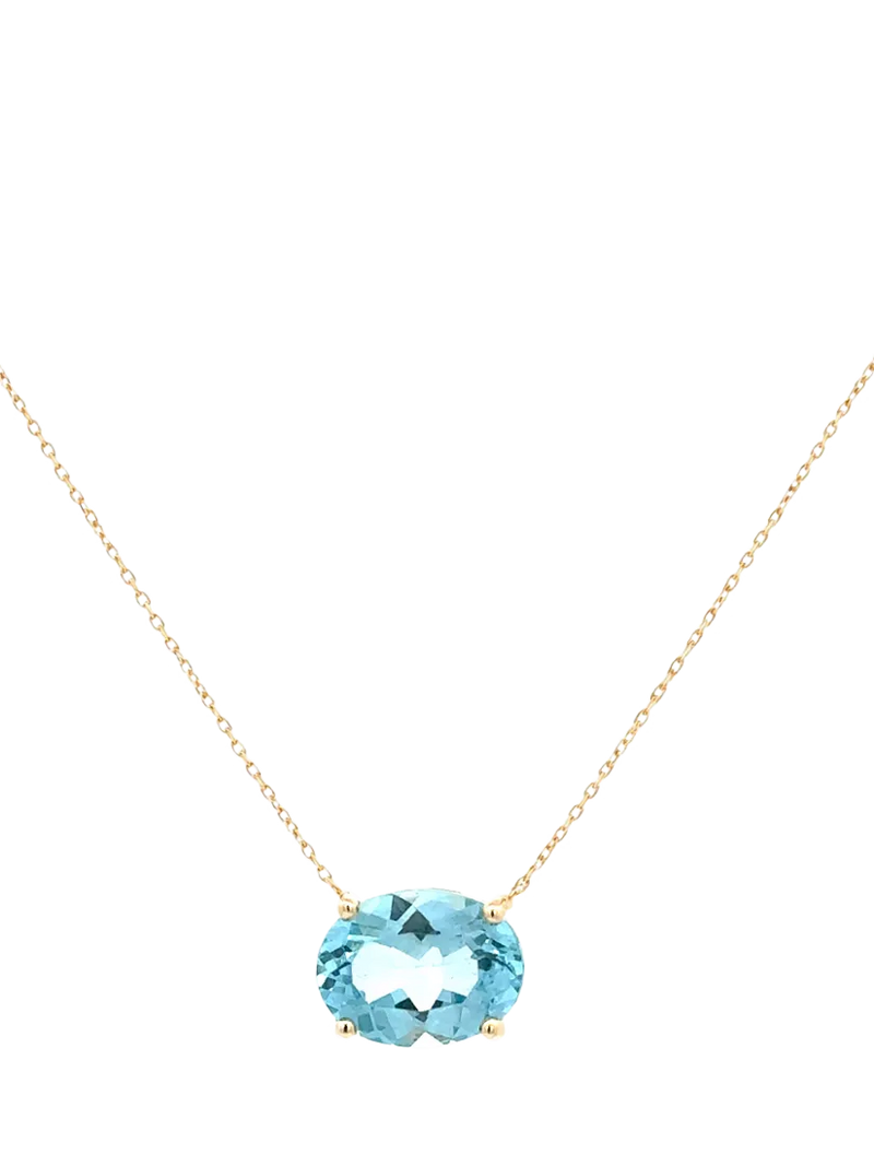 E.W Adams blue topaz pendant 9ct gold, UK version