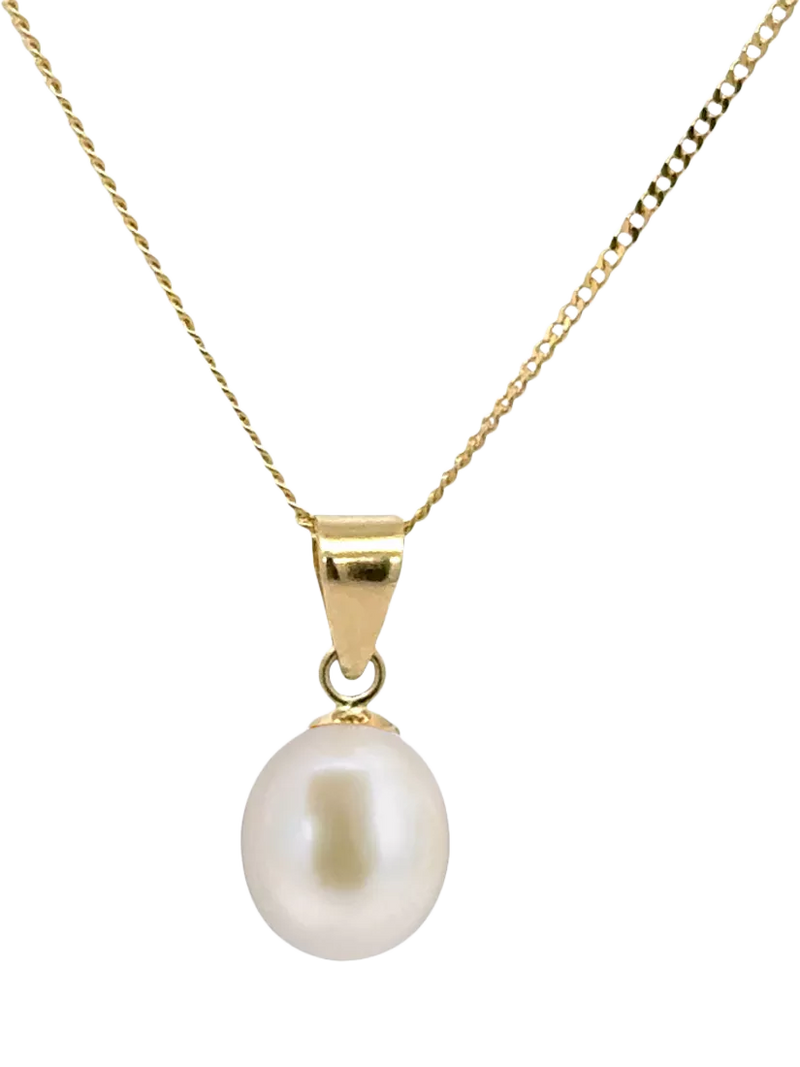 E.W Adams 9ct gold cultured freshwater pearl pendant (British brand)