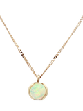 E.W Adams 9ct yellow gold round opal pendant necklace - British product