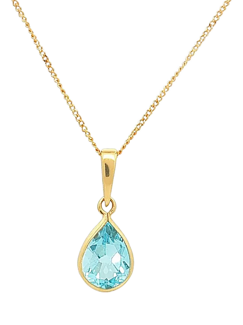 E.W Adams blue topaz pendant 9ct gold, imported from the UK