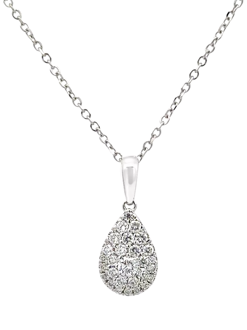 E.W Adams diamond pear drop pendant necklace 18ct white gold, UK version