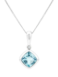 E.W Adams blue topaz diamond pendant necklace 9ct white gold, UK version