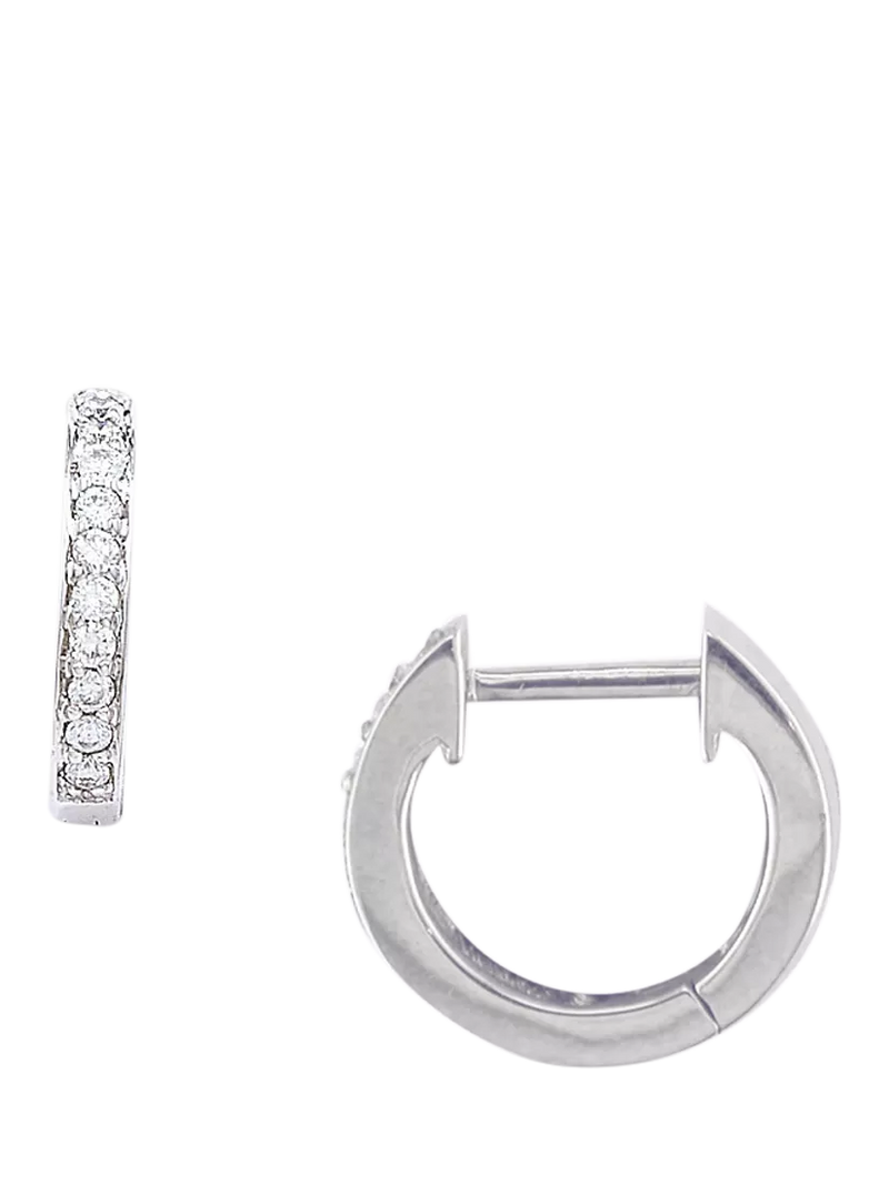 E.W Adams 9ct gold diamond huggie hoops 0.13ct, imported from the UK