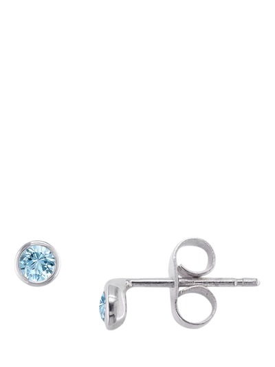 John Lewis E.W Adams 9ct White Gold Round Cut Aquamarine Stud Earrings- Buy online at McGrocer